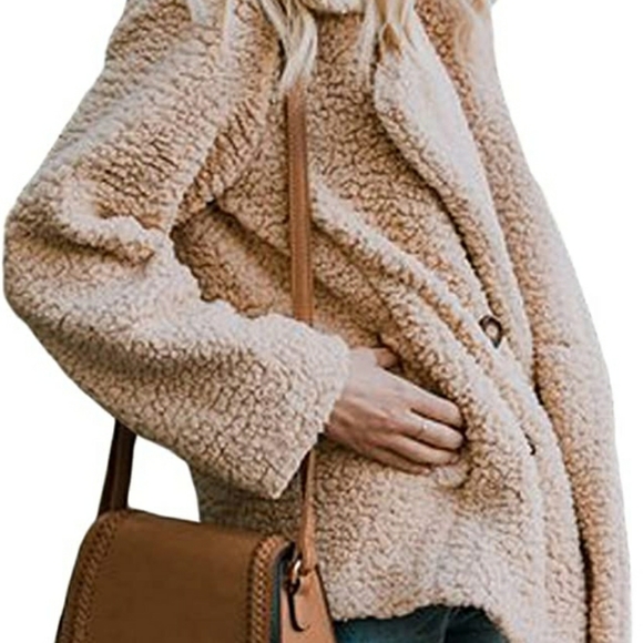 Womens Fleece Open Front Coat - Picture 2 of 11